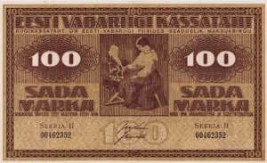Ausland Estland 100 Marka 1919.  WPM 48 b II