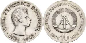 Gedenkmünzen  10 MDN 1966 Schinkel  Jaeger ... 
