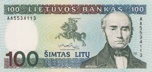 Ausland Litauen 10, 20, 50 und 100 Litu 1991 ... 