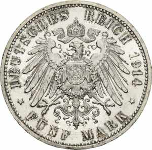 AnhaltFriedrich II. 1904-1918 5 Mark 1914 A ... 
