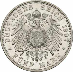 BadenFriedrich I. 1856-1907 5 Mark 1907 G  ... 