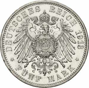 BadenFriedrich II. 1907-1918 5 Mark 1913 G  ... 