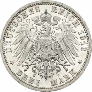 PreußenWilhelm II. 1888-1918 3 Mark 1913 A ... 