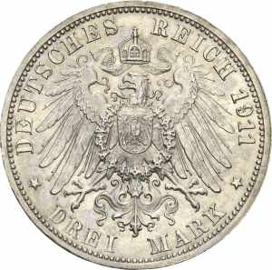 WürttembergWilhelm II. 1891-1918 3 Mark ... 