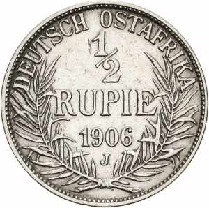 Deutsch-Ostafrika 1/2 Rupie 1906 J  Jaeger ... 