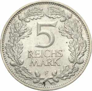  5 Reichsmark 1925 F Rheinlande  Jaeger 322 ... 