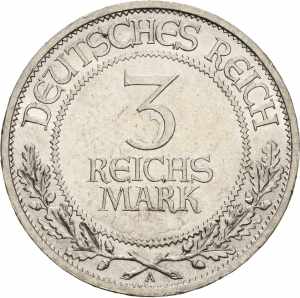  3 Reichsmark 1926 A Lübeck  Jaeger 323 ... 
