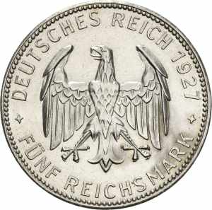  5 Reichsmark 1927 F Tübingen  Jaeger 329 ... 