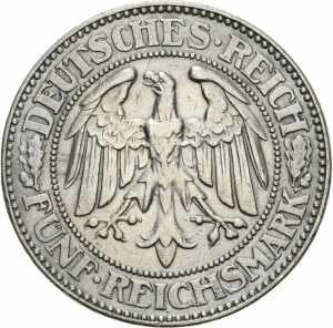  5 Reichsmark 1927 E Eichbaum  Jaeger 331 ... 