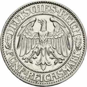  5 Reichsmark 1930 A Eichbaum  Jaeger 331 ... 