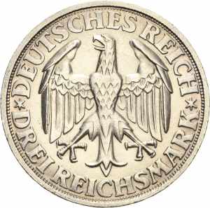  3 Reichsmark 1928 D Dinkelsbühl  Jaeger ... 