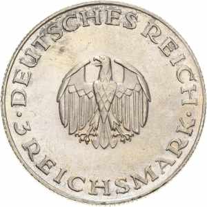  3 Reichsmark 1929 D Lessing  Jaeger 335 ... 