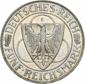  5 Reichsmark 1930 E Rheinlandräumung  ... 