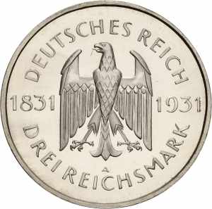  3 Reichsmark 1931 A Stein  Jaeger 348 Winz. ... 