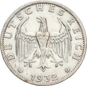  3 Reichsmark 1932 D Kursmünze  Jaeger 349 ... 