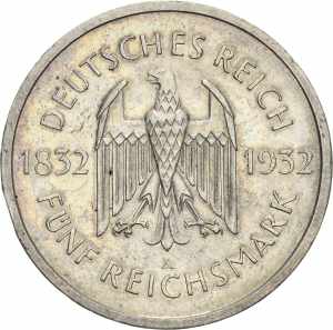  5 Reichsmark 1932 A Goethe  Jaeger 351 ... 