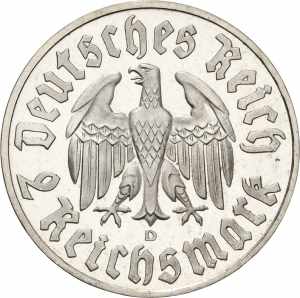  2 Reichsmark 1933 D Luther  Jaeger 352 ... 