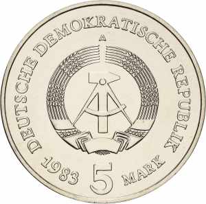 Kursmünzen 5 Mark 1983. Meißen  Jaeger ... 