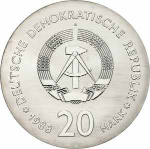 Gedenkmünzen 20 Mark 1988. Zeiss  Jaeger ... 