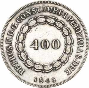 BrasilienPedro II. 1831-1889 400 Reis 1843, ... 