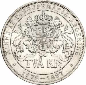 SchwedenOskar II. 1872-1907 2 Kronor 1897, ... 