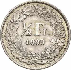 Schweiz-Eidgenossenschaft 1/2 Franken 1899, ... 