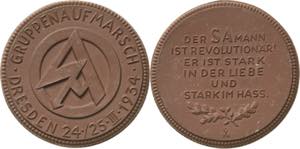 Drittes Reich  Braune Porzellanmedaille 1934 ... 