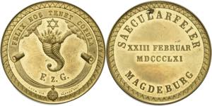 Freimaurer  Vergoldete Bronzemedaille 1861 ... 