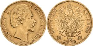 Bayern Ludwig II. 1864-1886 10 Mark 1872 D  ... 