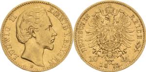 Bayern Ludwig II. 1864-1886 10 Mark 1873 D  ... 