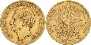Sachsen Johann 1854-1873 10 Mark 1873 E  ... 