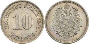 Kleinmünzen  10 Pfennig 1876 A  Jaeger 4 ... 