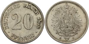 Kleinmünzen20 Pfennig 1873 C  Jaeger 5 ... 