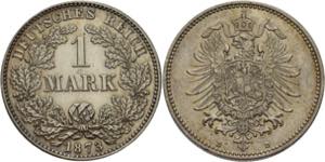 Kleinmünzen  1 Mark 1873 D  Jaeger 9 Fast ... 