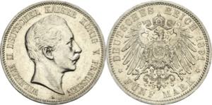 Preußen Wilhelm II. 1888-1918 5 Mark 1891 A ... 