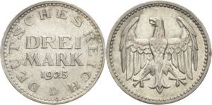 5 Reichsmark 1925 D  Jaeger 312 Selten. Sehr ... 