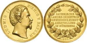Bayern  Ludwig II. 1864-1886 Goldmedaille ... 