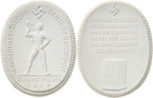 Drittes Reich  Weiße Porzellanmedaille 1937 ... 