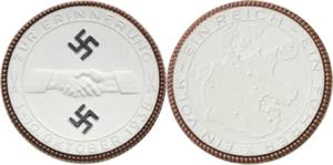 Drittes Reich  Weiße Porzellanmedaille 1938 ... 