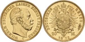Preußen  Wilhelm I. 1861-1888 20 Mark 1872 ... 