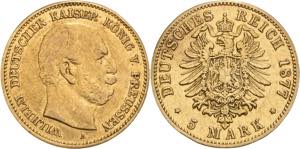 Preußen  Wilhelm I. 1861-1888 5 Mark 1877 A ... 