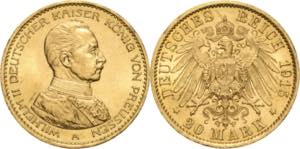 Preußen  Wilhelm II. 1888-1918 20 Mark 1915 ... 