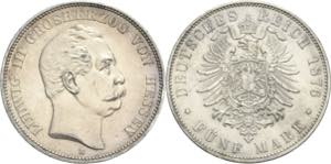 Hessen  Ludwig III. 1848-1877 5 Mark 1876 H  ... 