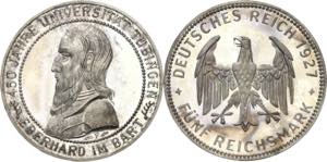 5 Reichsmark 1927 F Tübingen  Jaeger 329 ... 