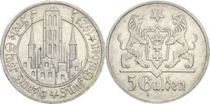 5 Gulden 1923. Marienkirche  Jaeger D 9 Kl. ... 