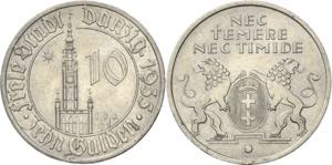 10 Gulden 1935. Rathaus  Jaeger D 20 Sehr ... 