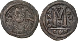   Justinianus I. 527-565 40 Nummi 543/544 ... 