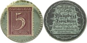 Briefmarkenkapselgeld Zwickau 5 Pfennig ... 