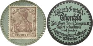 Briefmarkenkapselgeld Zwickau 5 Pfennig o.J. ... 