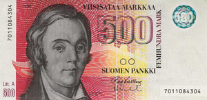 Ausland Finnland 500 Markkaa 1986.  WPM 120 I